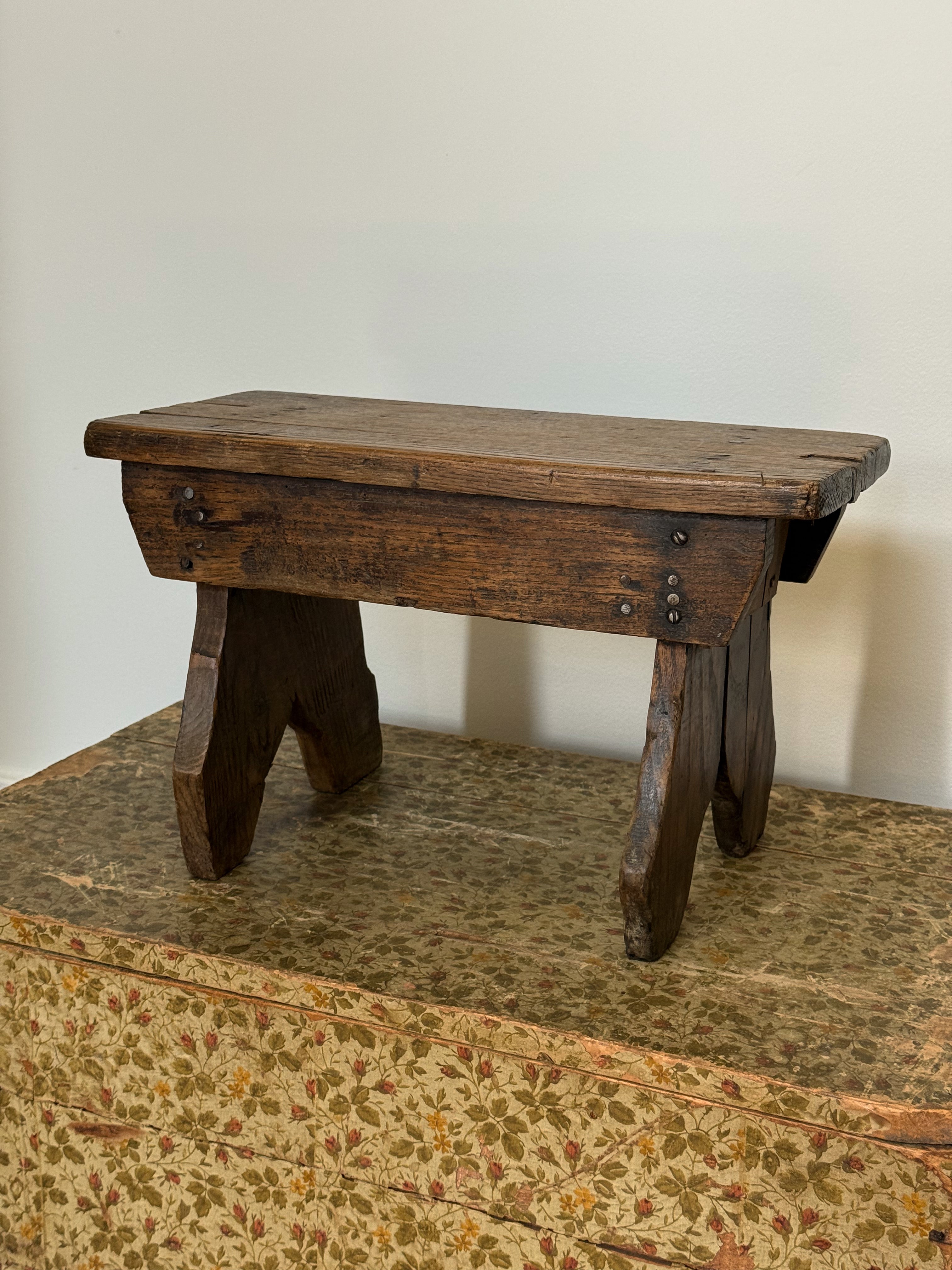 Antique French Wooden Stool