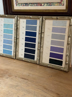 Set of Three Framed Antique French Linen Samples, Blue