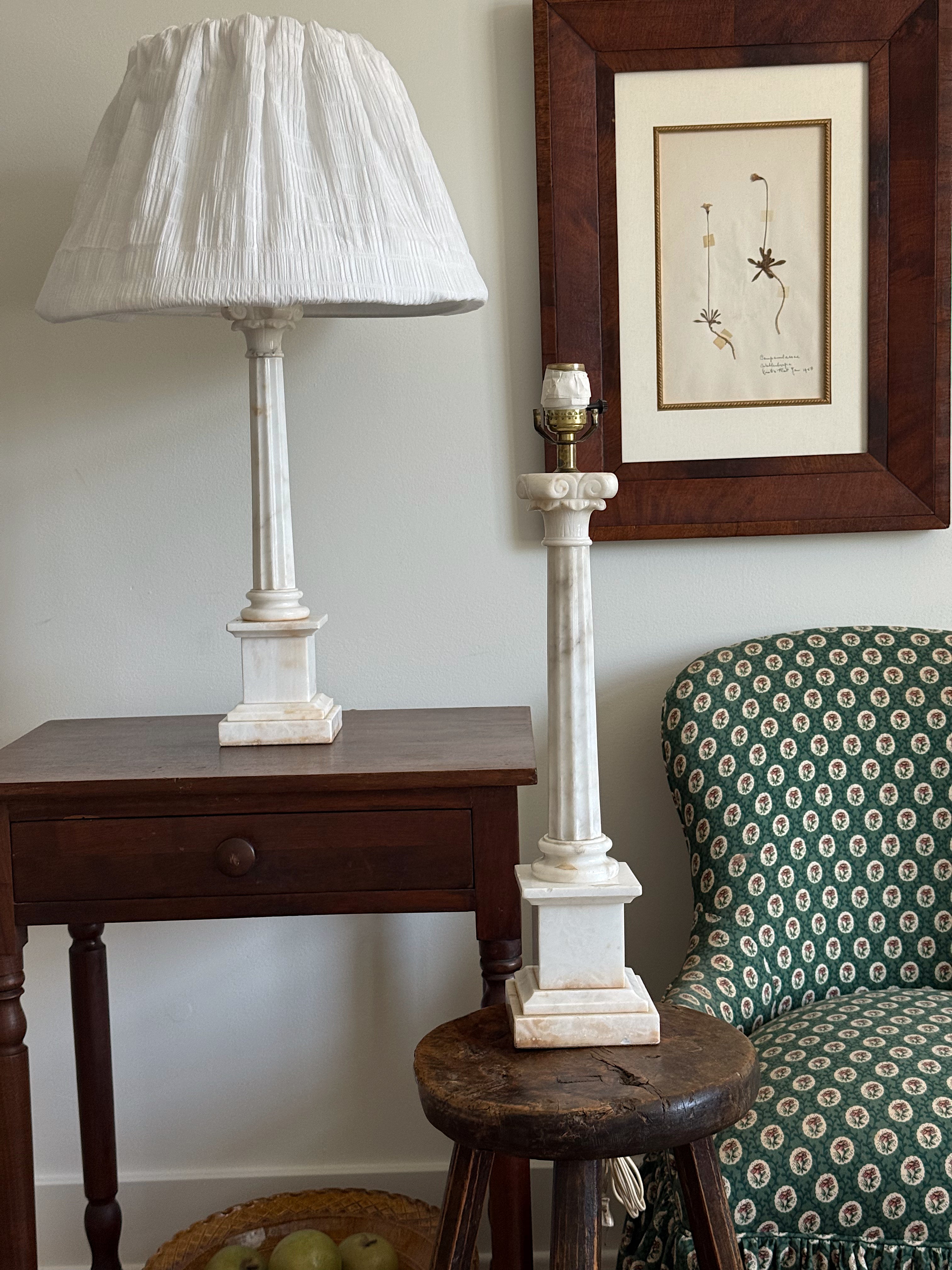 Antique Carved Marble Table Lamp