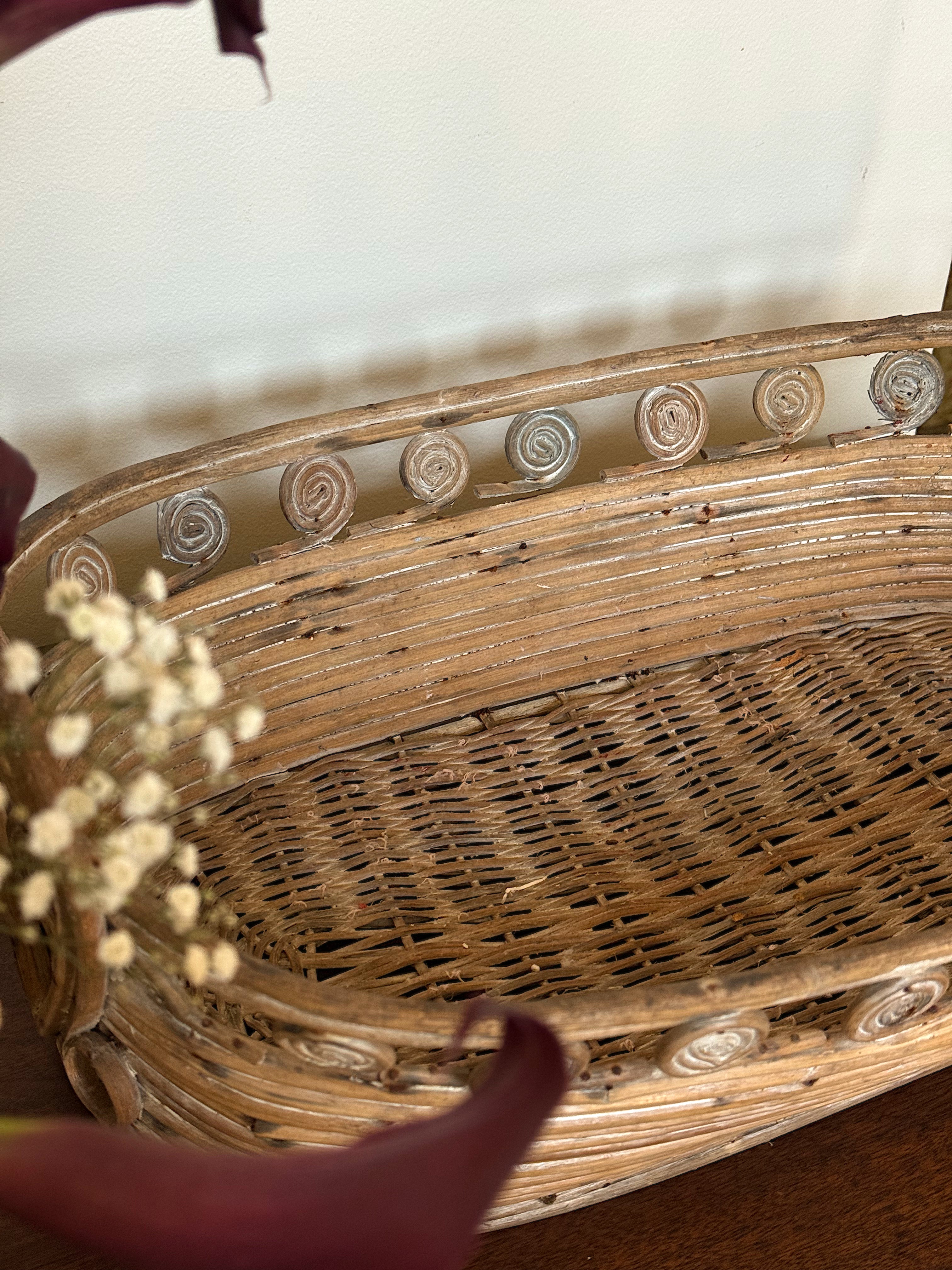 Vintage Southeast Asian Rattan Basket Tray