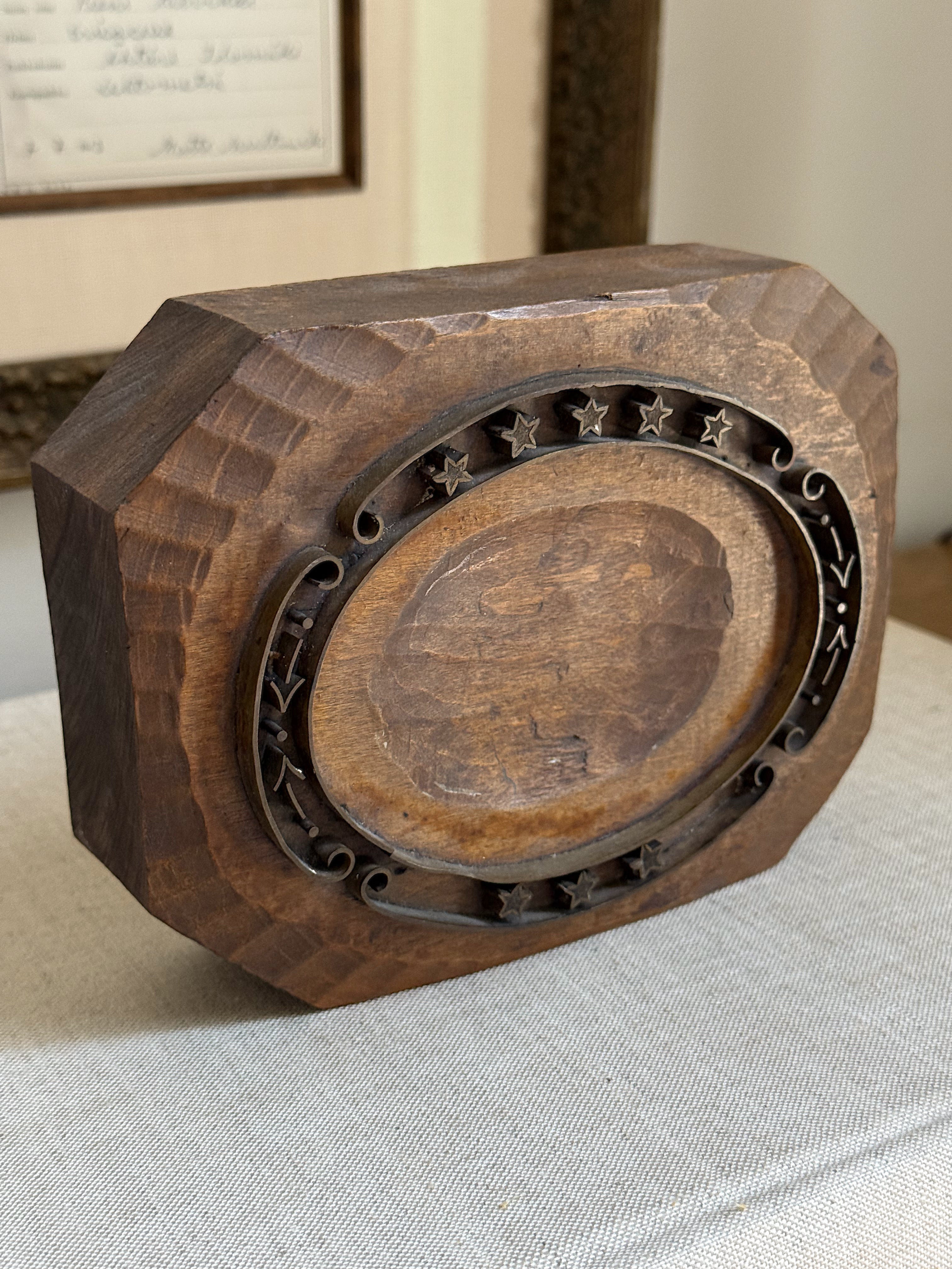 Antique Hand-Carved Wood Printer's Block