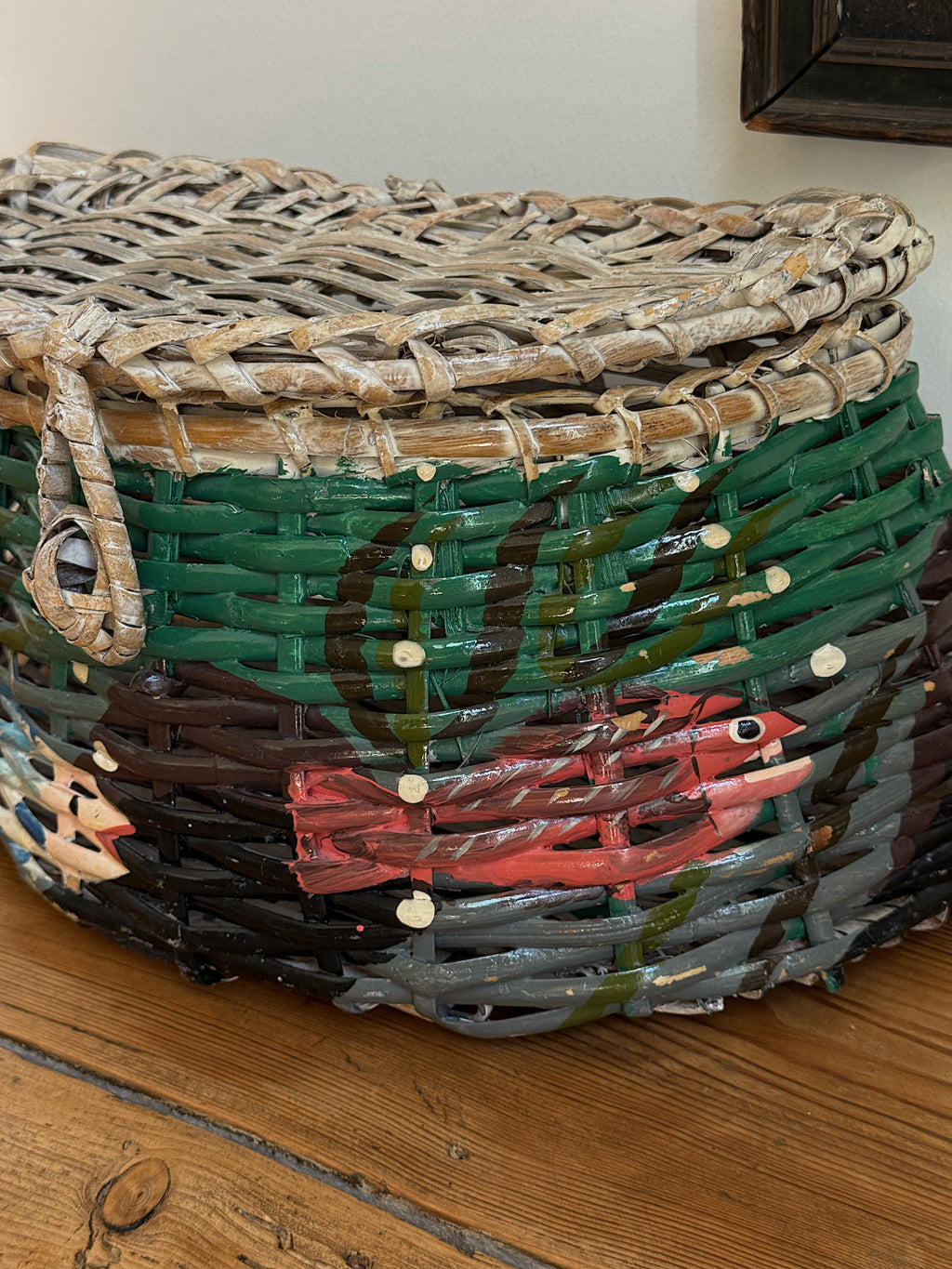 Vintage Hand-Painted Fish Basket