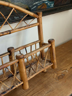 Vintage Burnt Bamboo Wall Pocket & Organizer