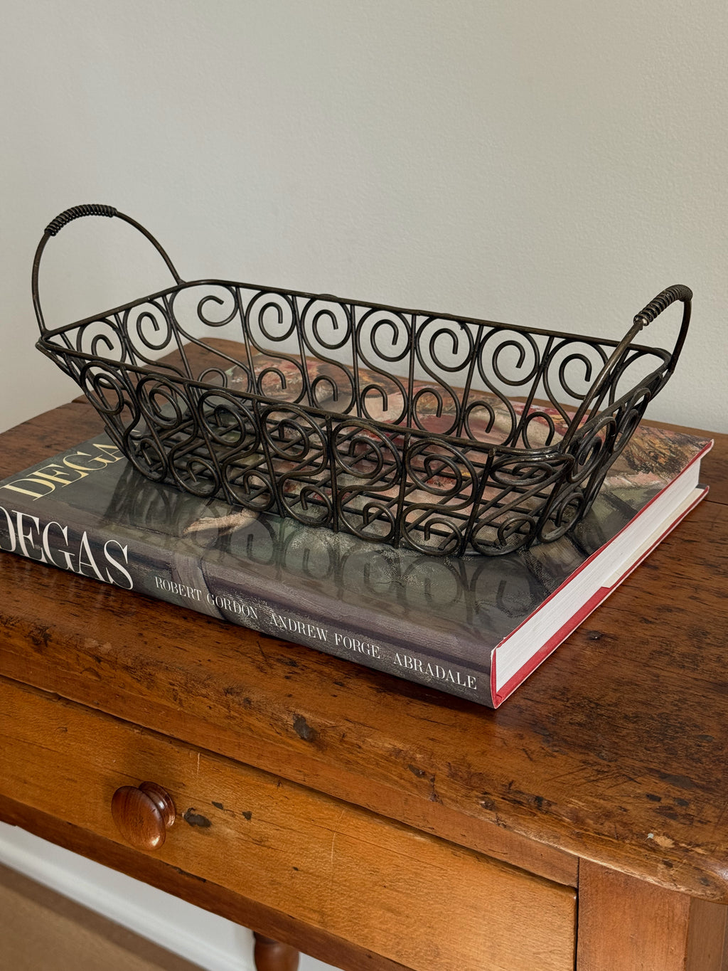 Metal Scroll-Detail Basket