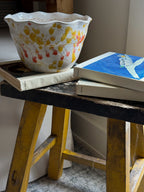 Vintage Splatterware Bowl with Ruffled Edge