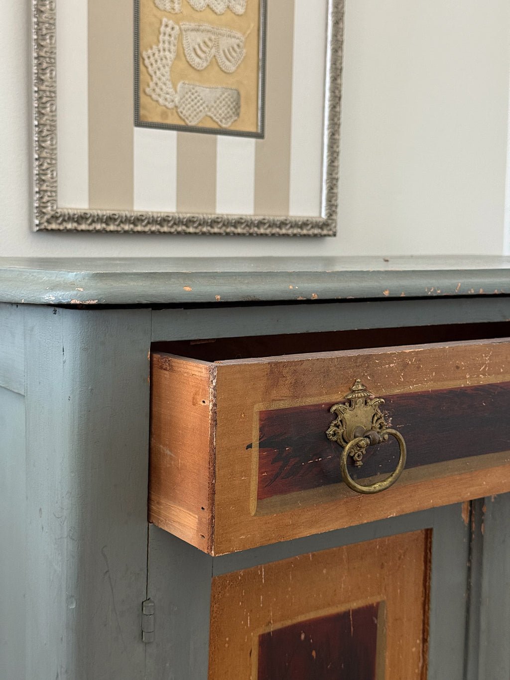 Antique Hand-Painted Pine Cabinet