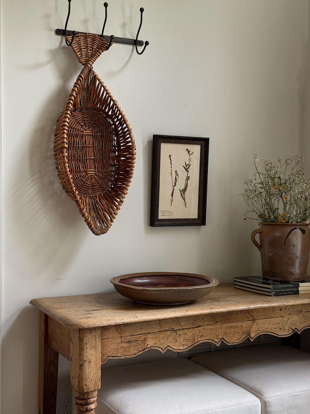 Vintage Stoneware Bowl with Fish Motif