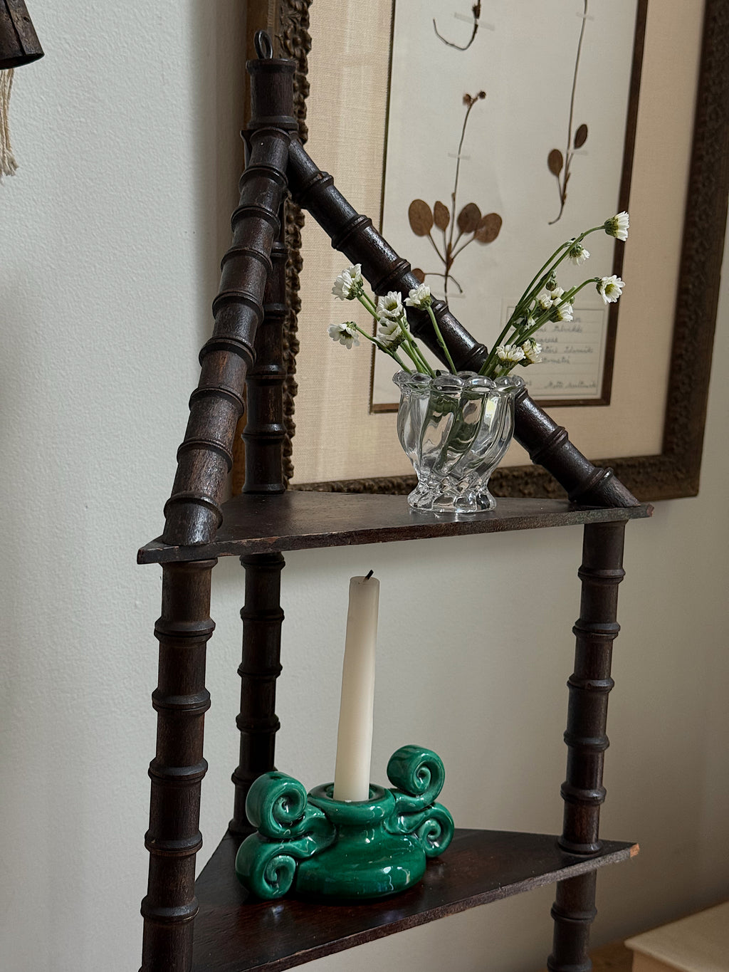 Antique Corner Spool Shelf