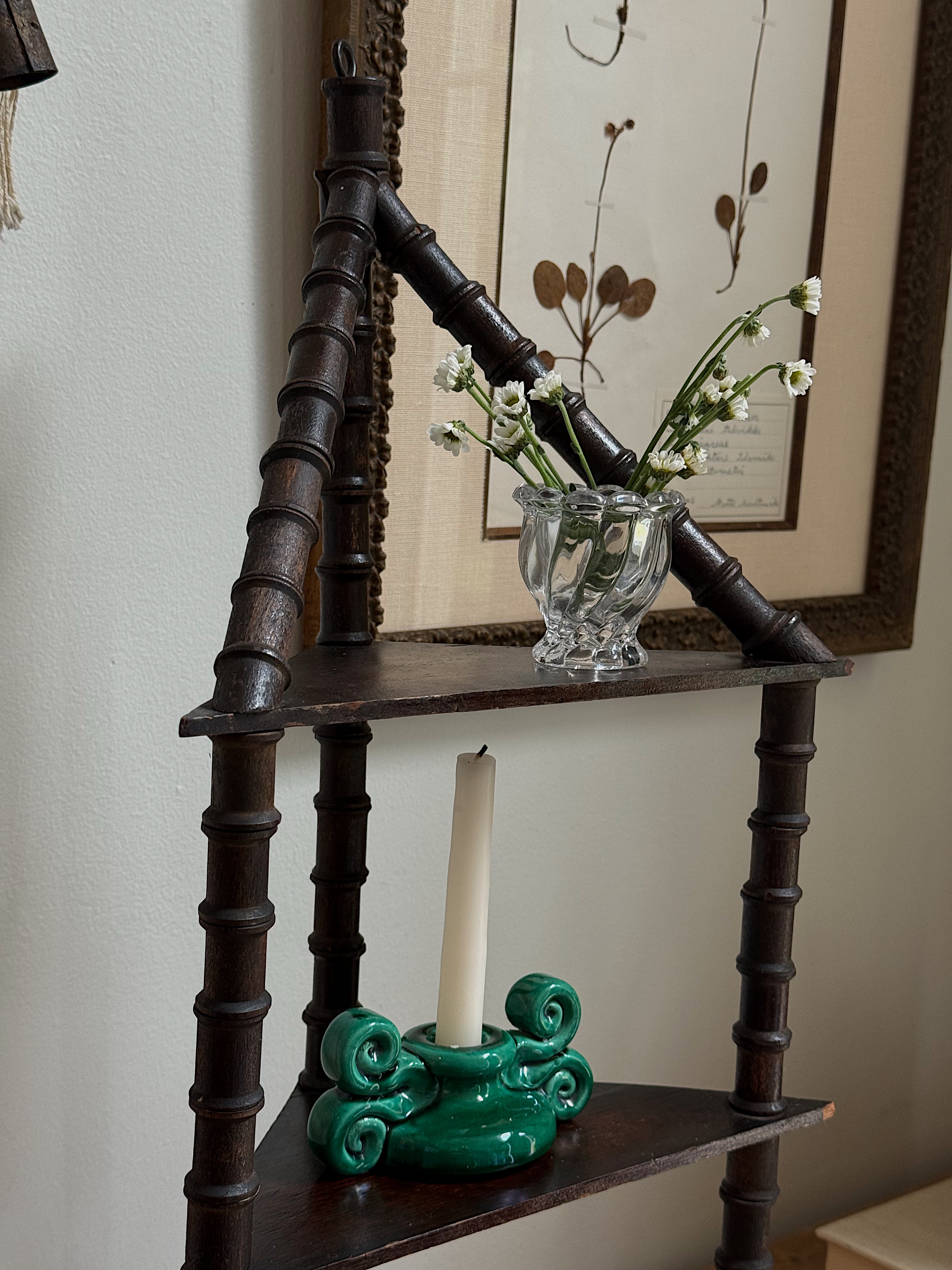 Antique Corner Spool Shelf