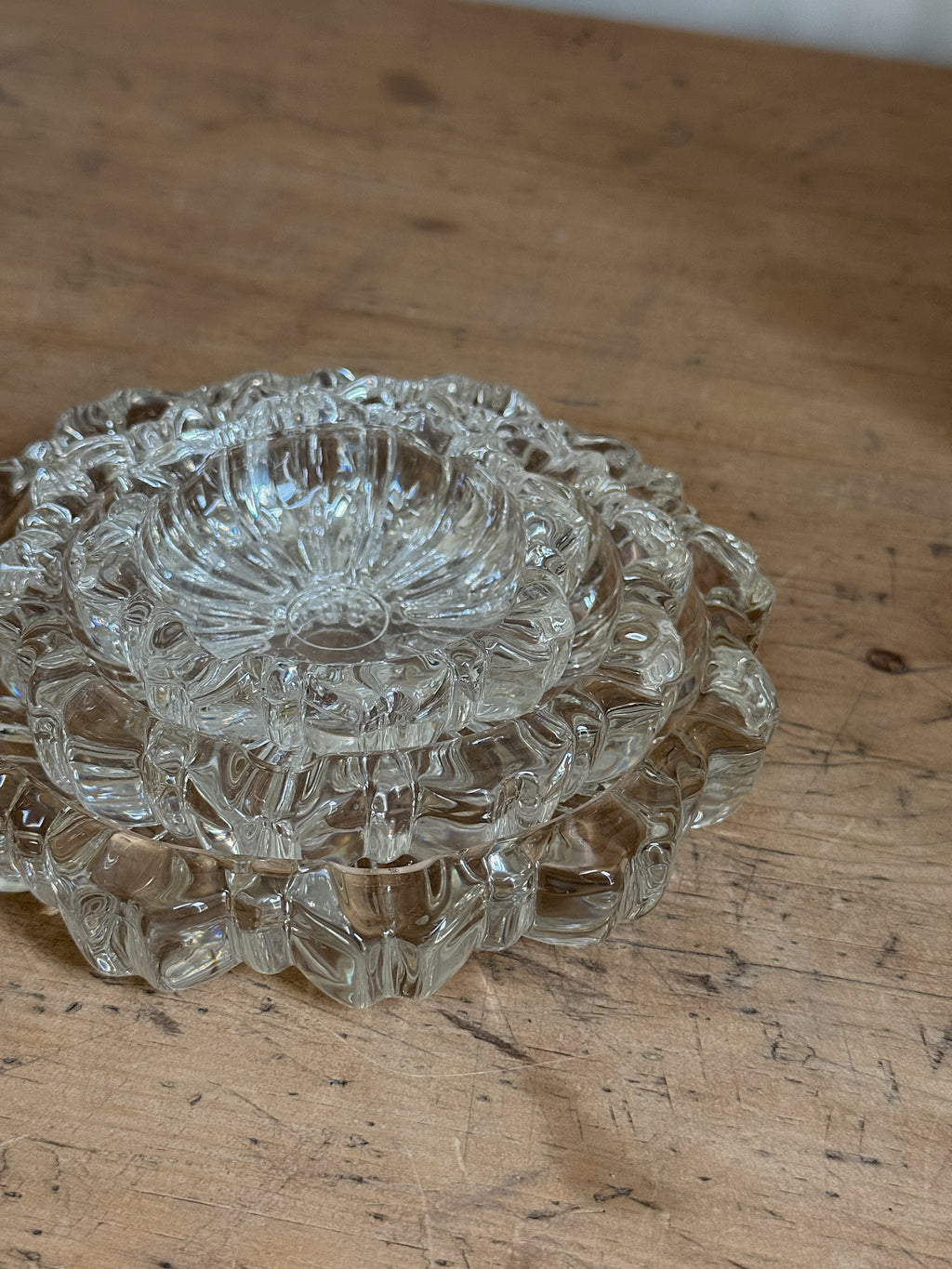 Vintage Set of 3 Nesting Glass Ashtrays
