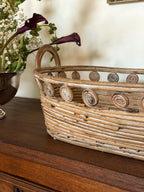 Vintage Southeast Asian Rattan Basket Tray