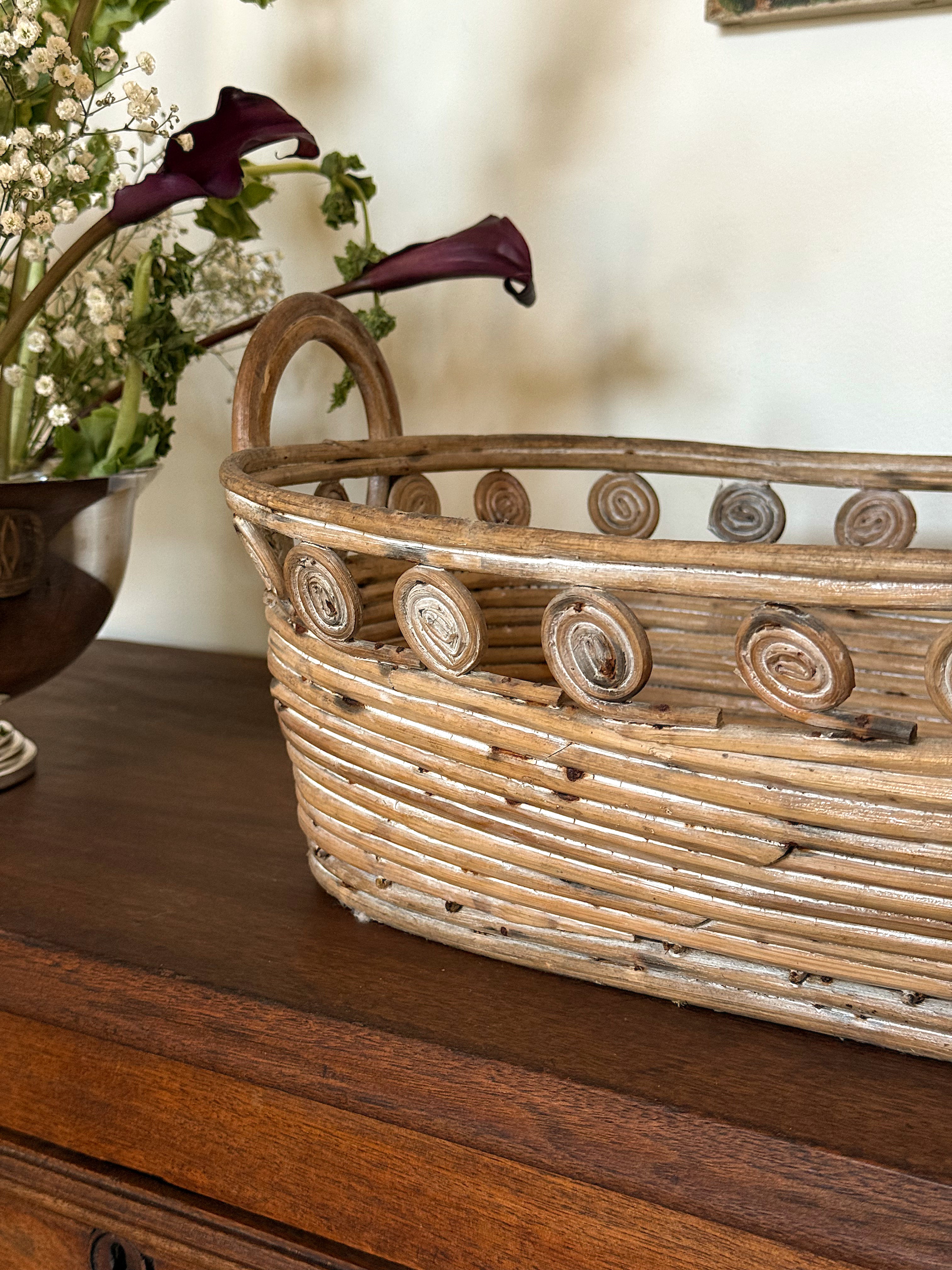Vintage Southeast Asian Rattan Basket Tray
