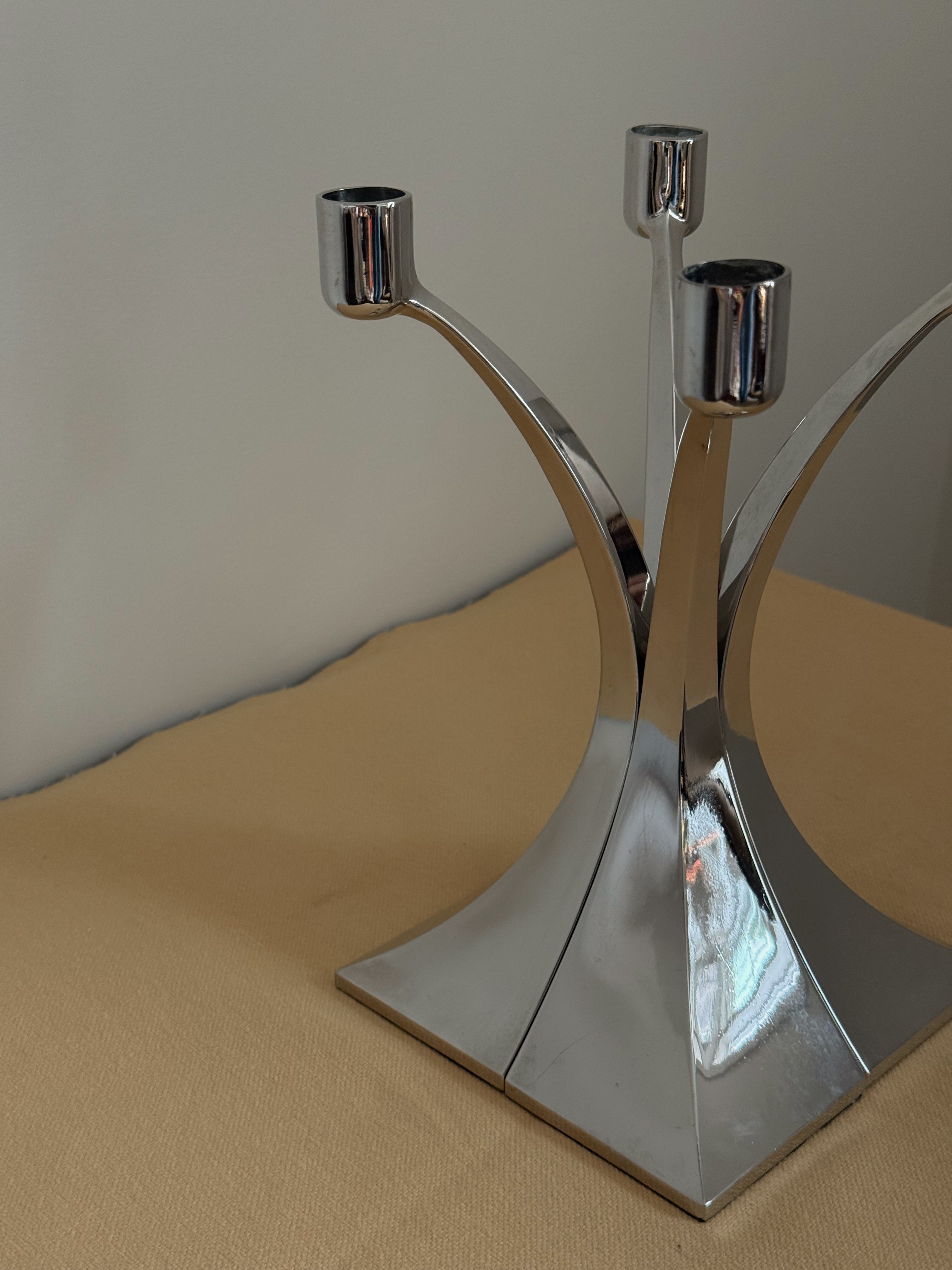 Mid Century Chrome Candlesticks (Set of 4)