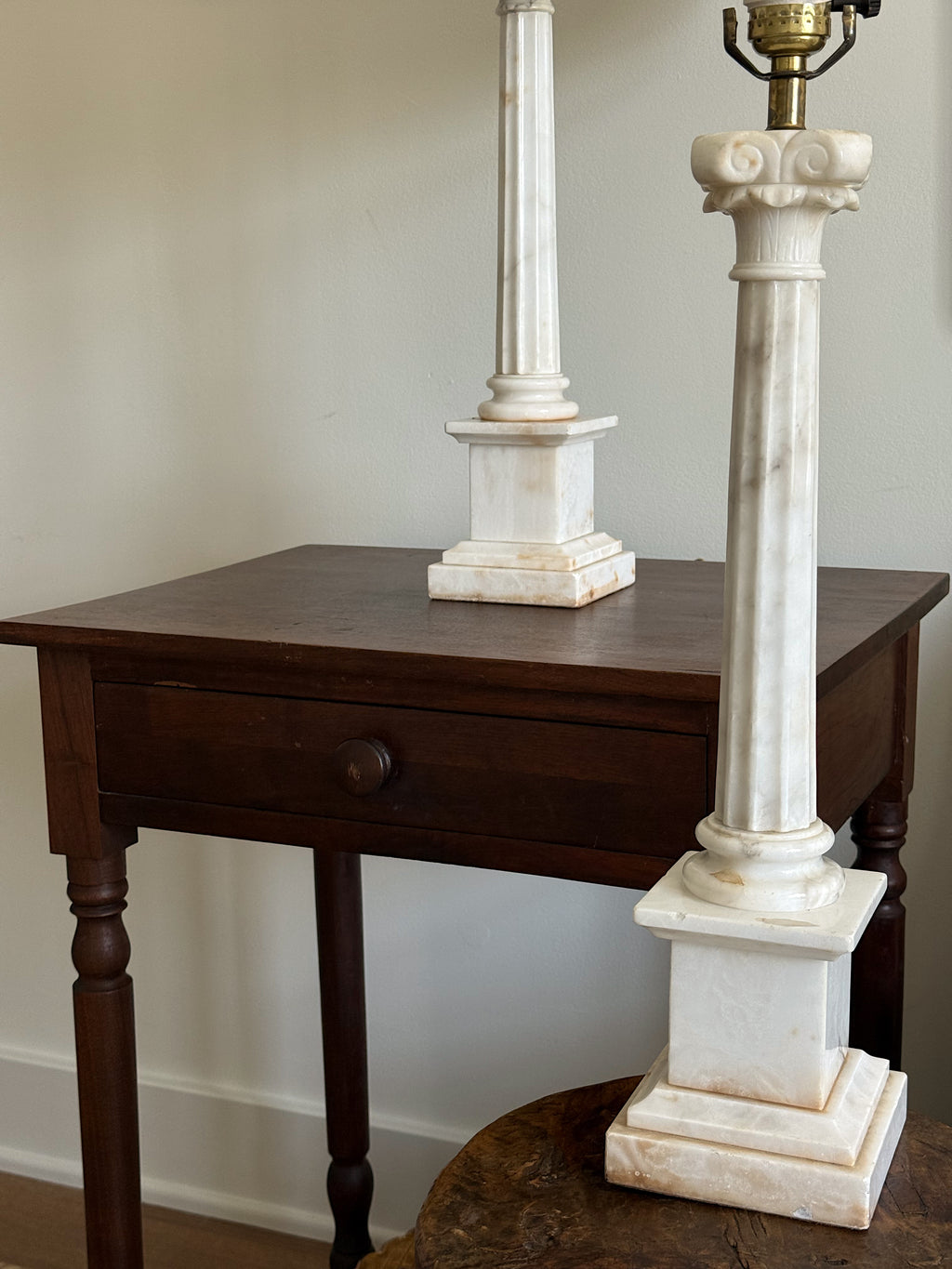 Antique Carved Marble Table Lamp