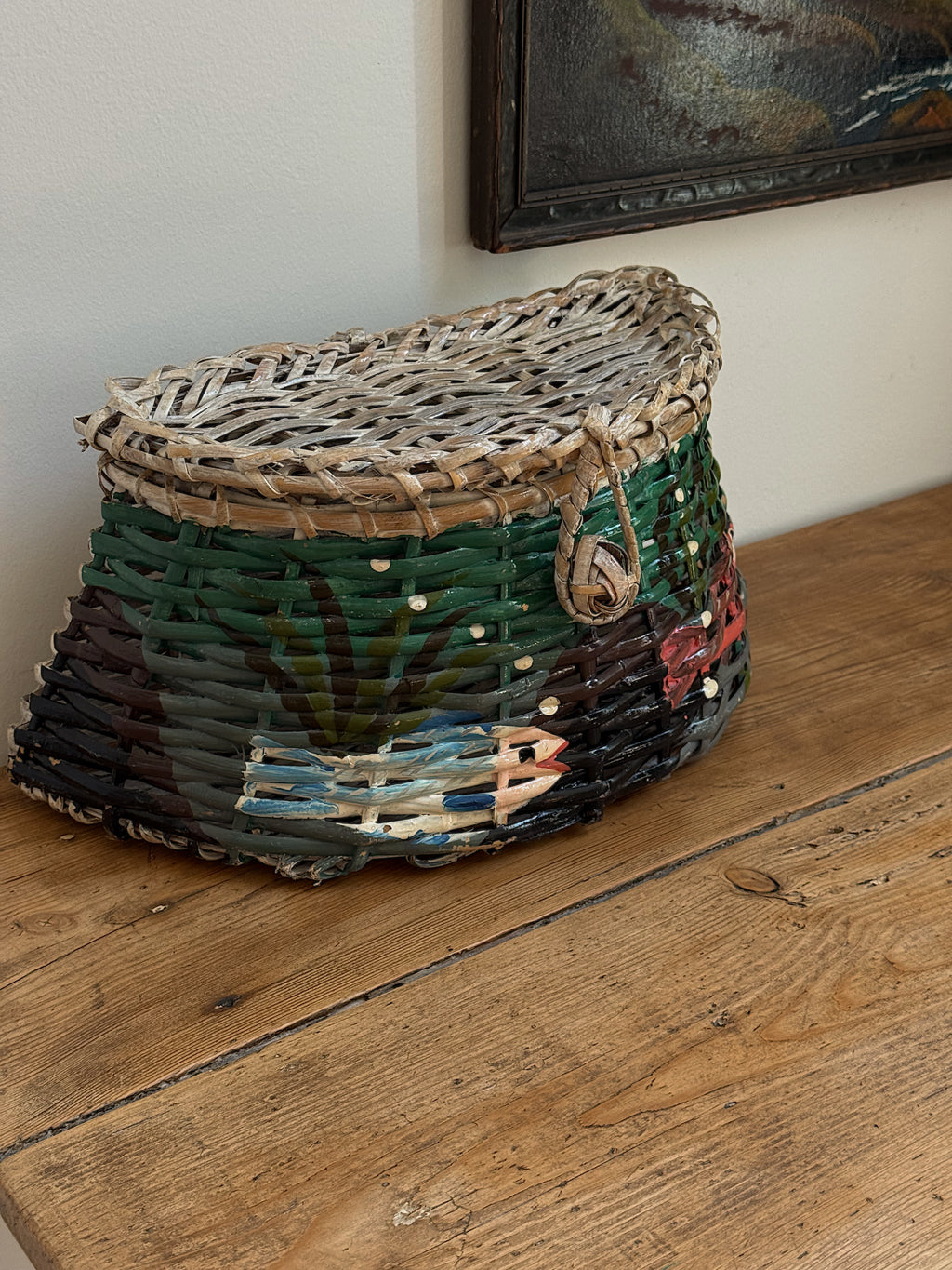 Vintage Hand-Painted Fish Basket