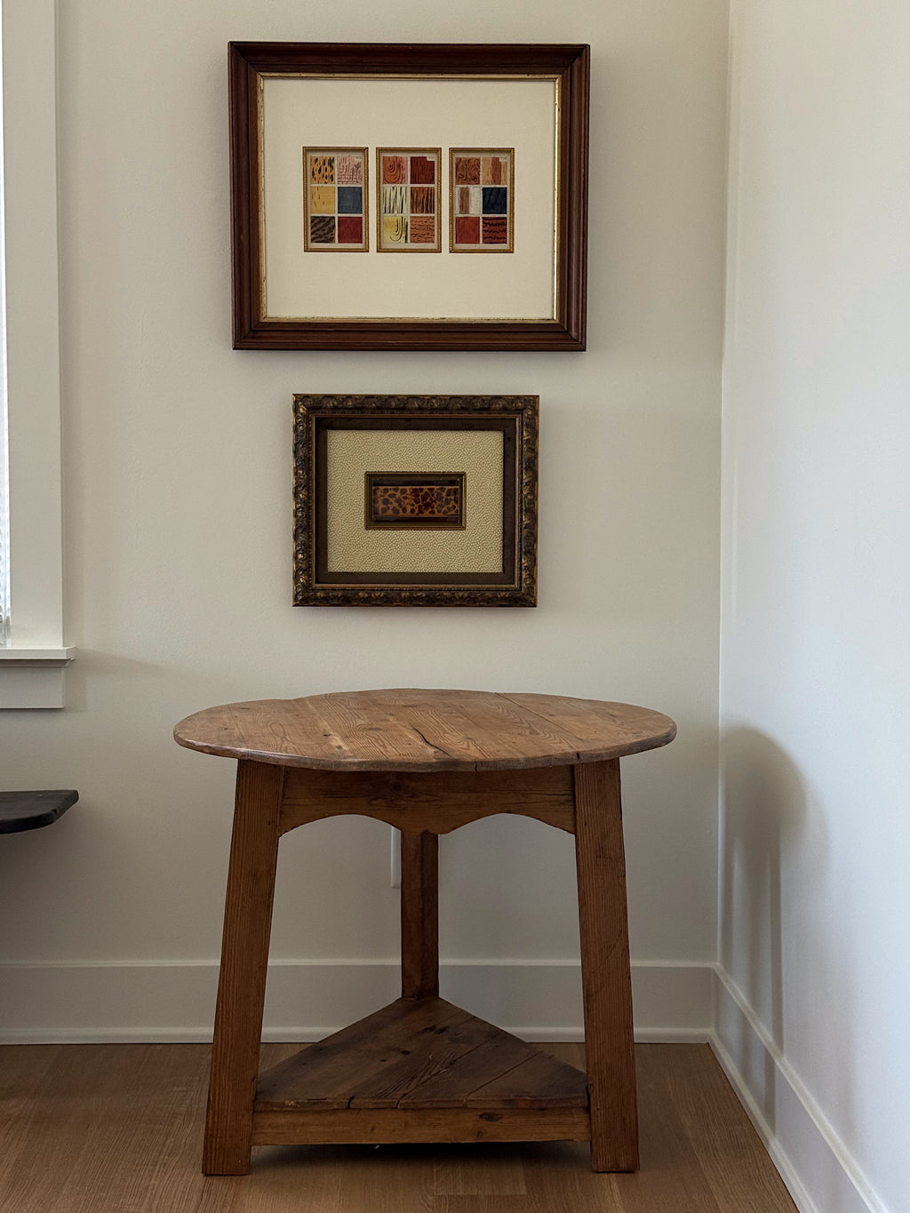 Antique Pine Cricket Table w/ Scalloped Apron