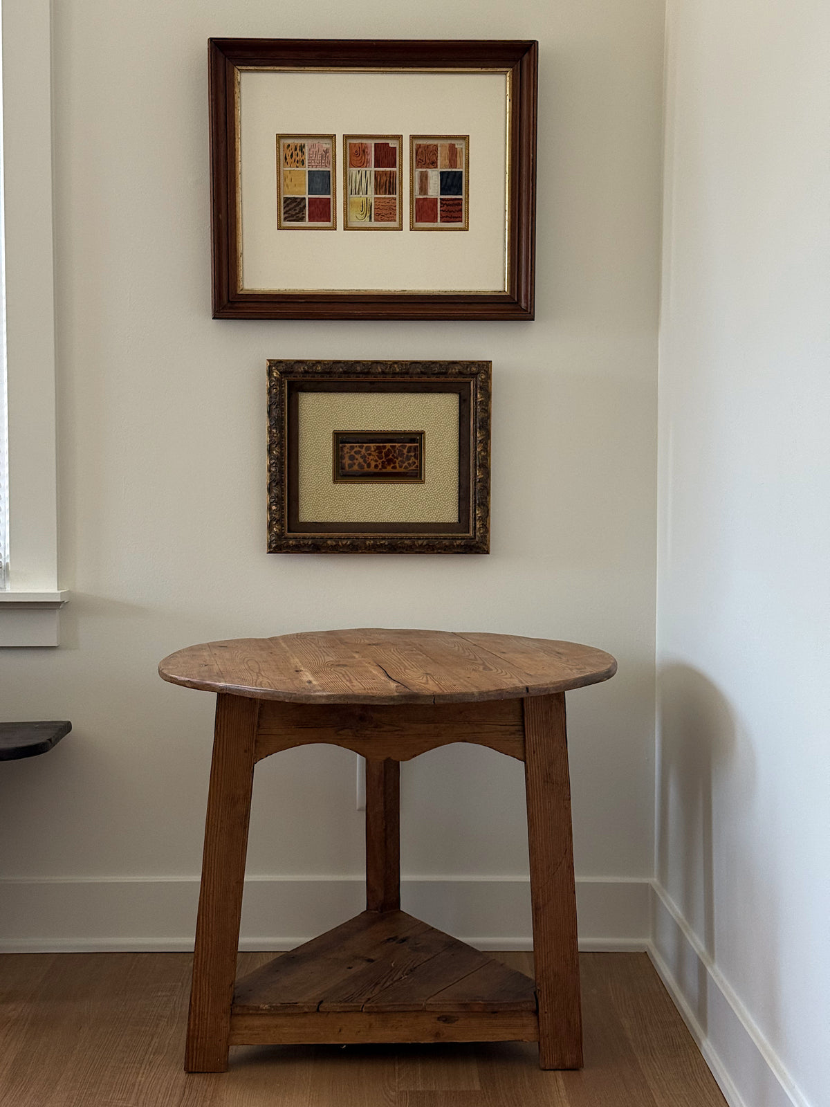 Antique Pine Cricket Table w/ Scalloped Apron