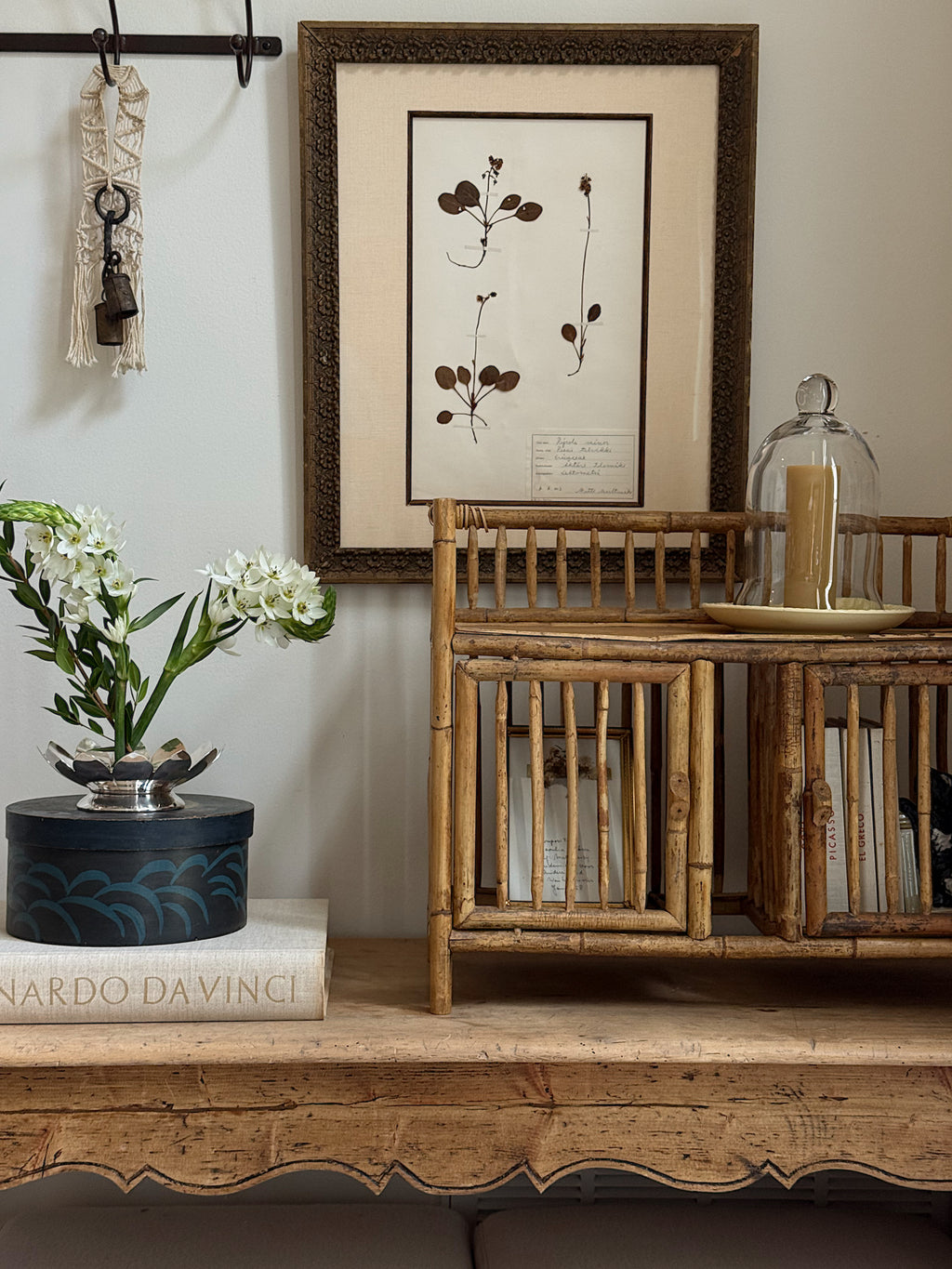 Vintage Bamboo Display Cabinet