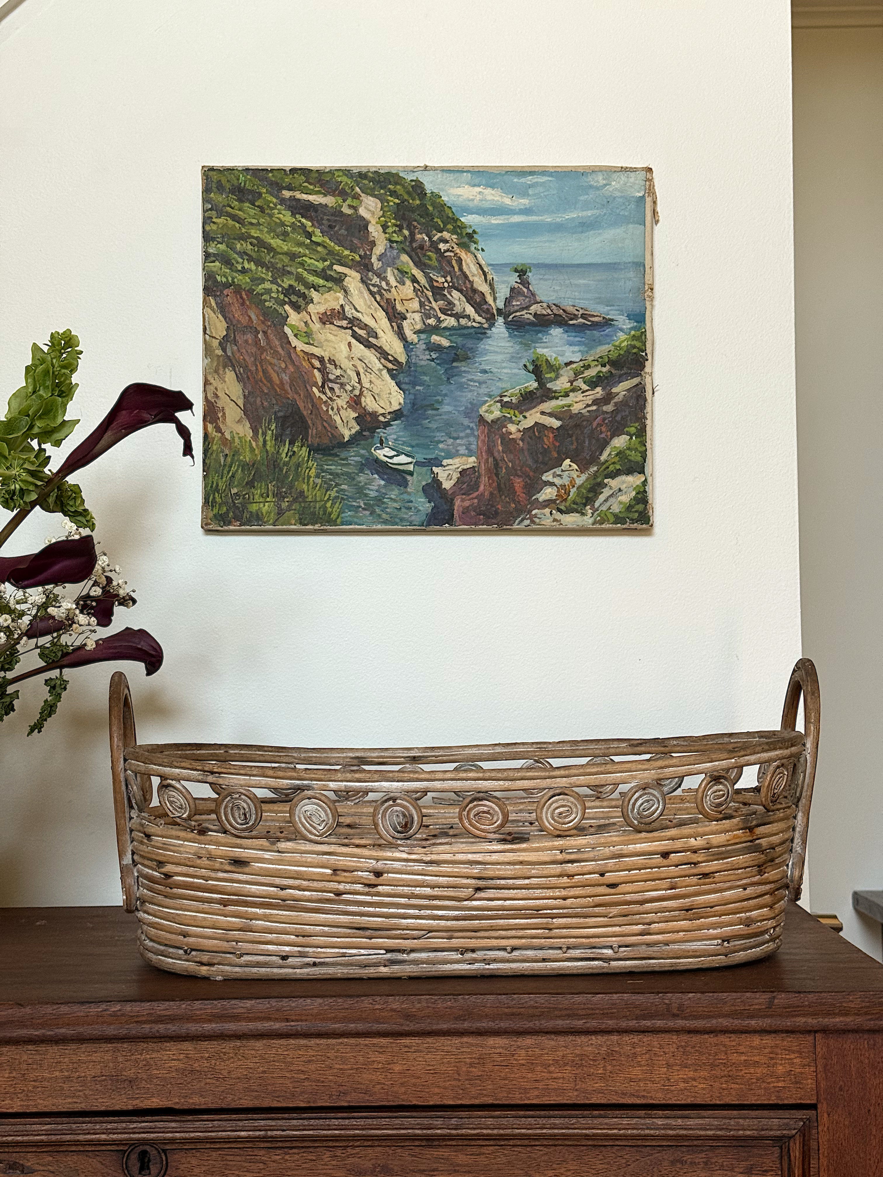 Vintage Southeast Asian Rattan Basket Tray