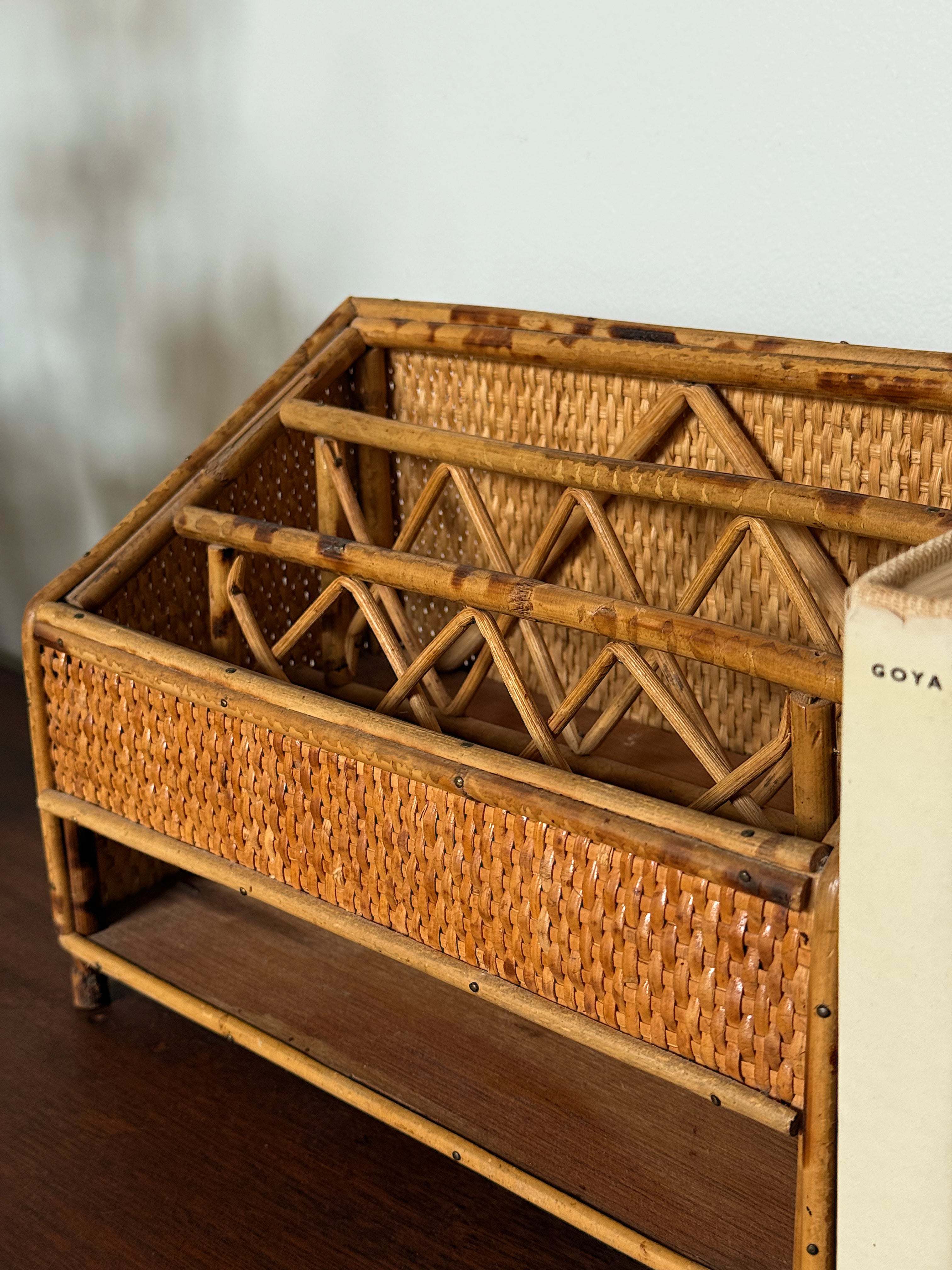 Vintage Scorched Bamboo Letter Organizer