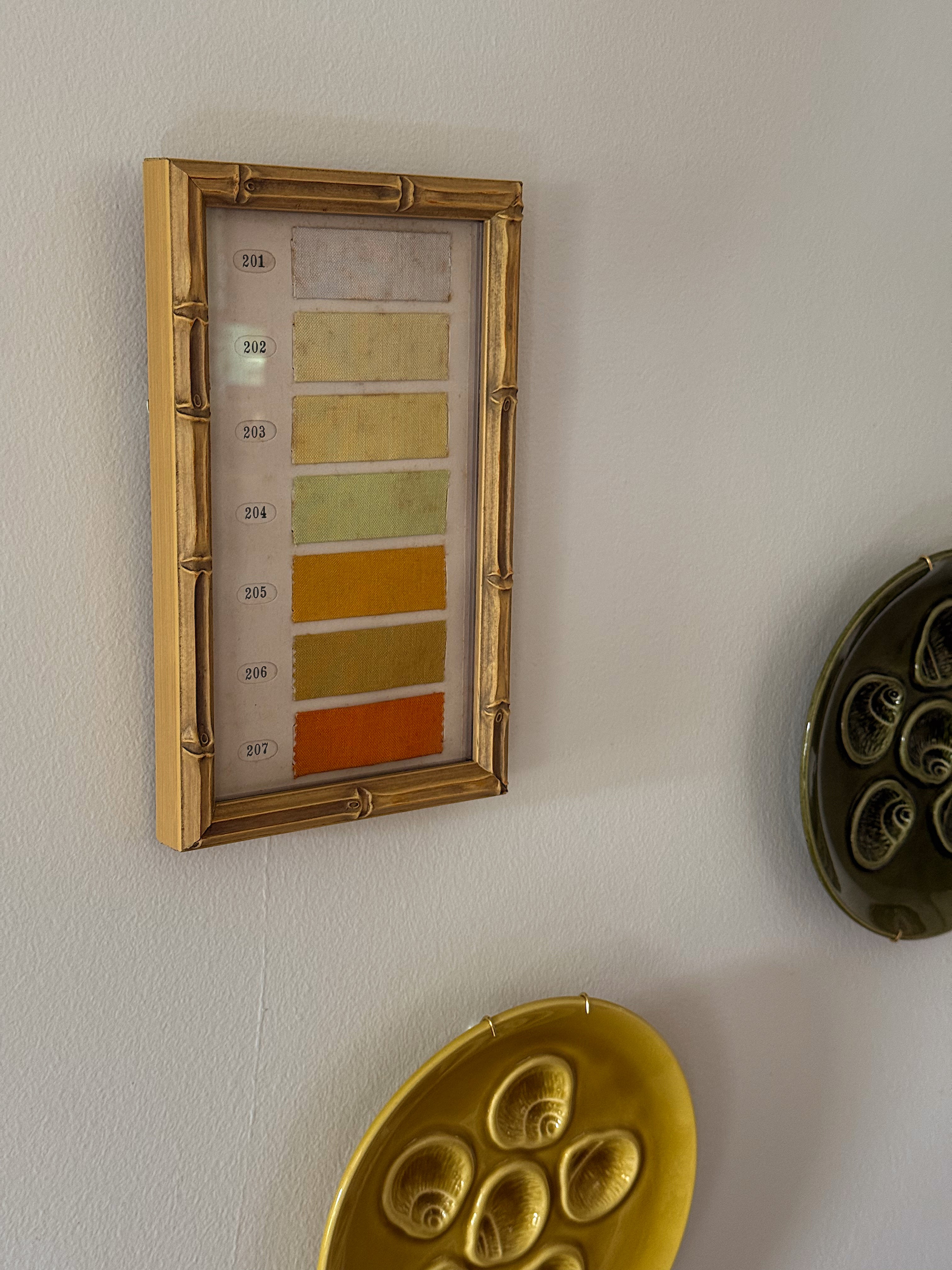 Framed Antique French Linen Sample, Marigold
