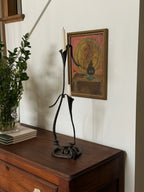 Mid Century Folk Style Still Life Oil Painting in Wood Frame