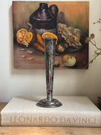 Antique Silver-Plated Grape & Vine Trumpet Vase